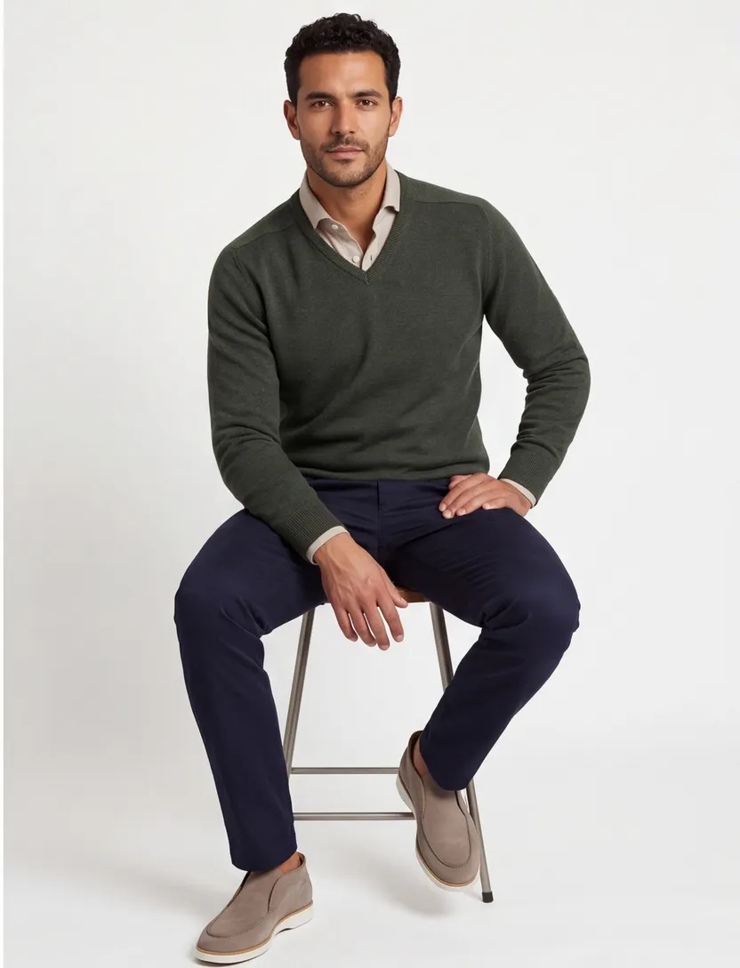 William Lockie pullover donkergroen lamswol