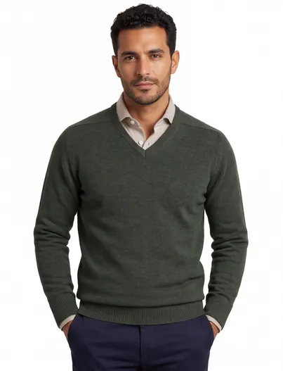 William Lockie William Lockie pullover donkergroen lamswol
