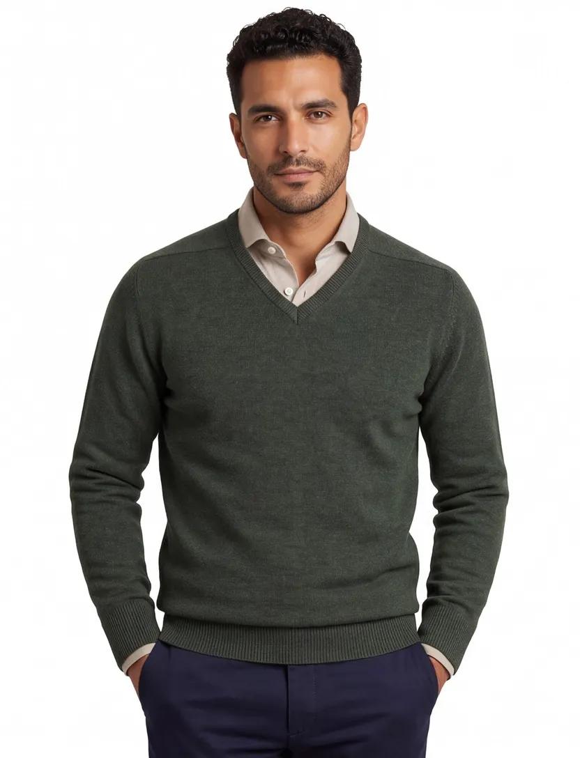 William Lockie pullover donkergroen lamswol