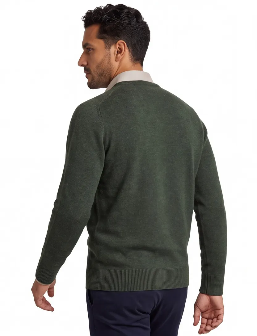 William Lockie pullover donkergroen lamswol