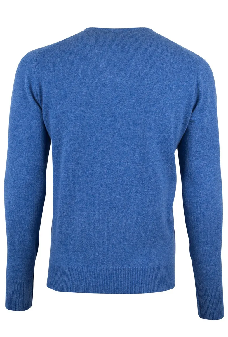 William Lockie trui blauw v-hals lamswol