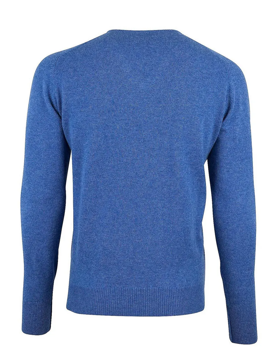 William Lockie trui blauw v-hals lamswol