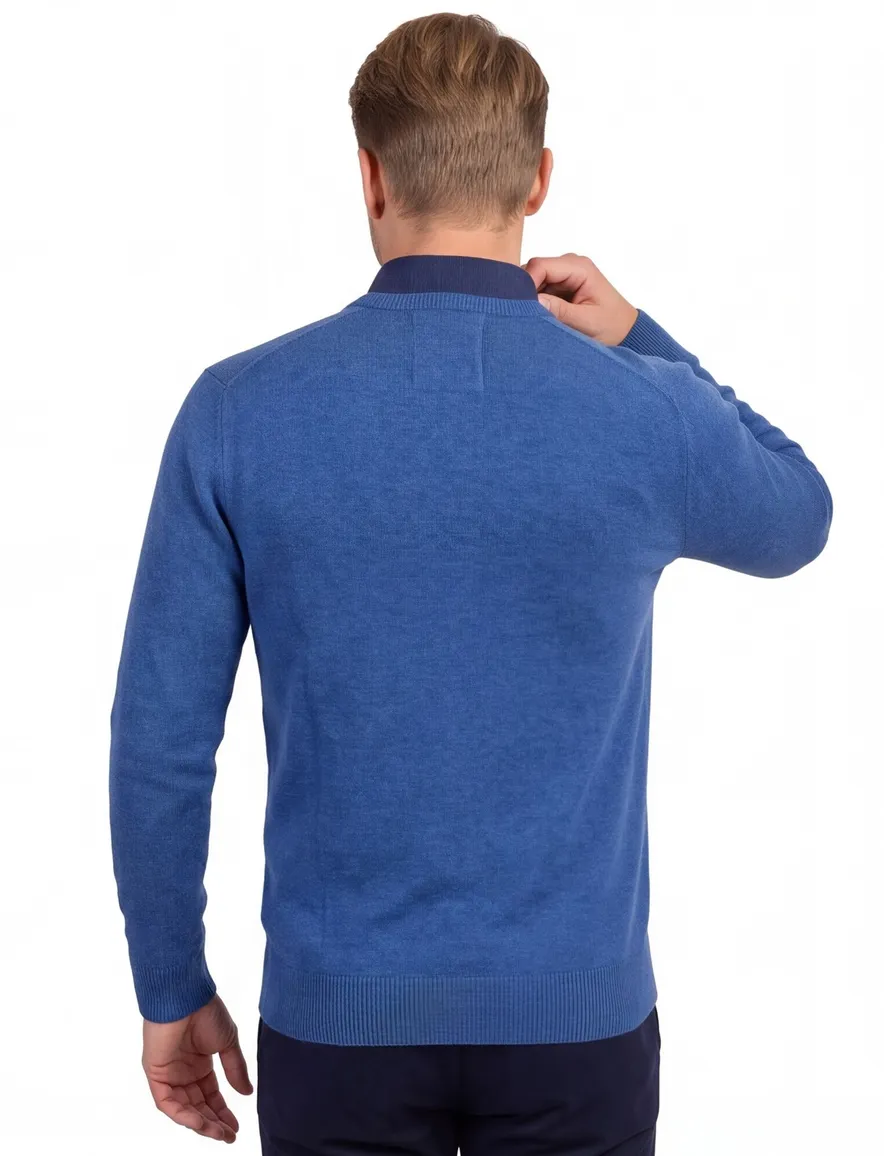 William Lockie trui blauw v-hals lamswol