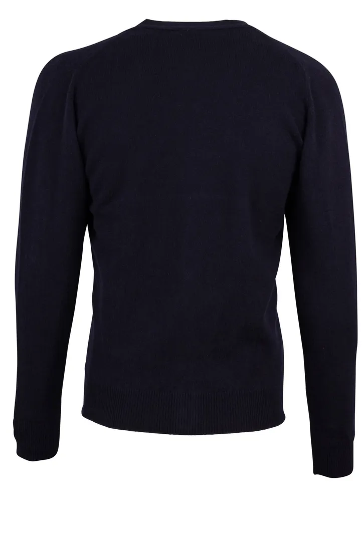William Lockie vest donkerblauw effen lamswol knopen