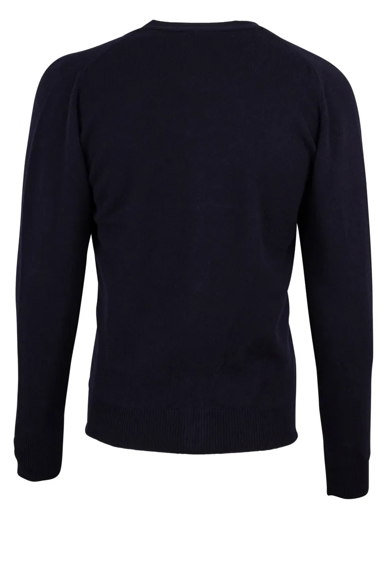 William Lockie vest donkerblauw knopen effen lamswol