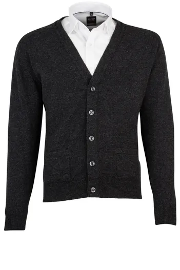 William Lockie William Lockie vest grijs knopen effen lamswol