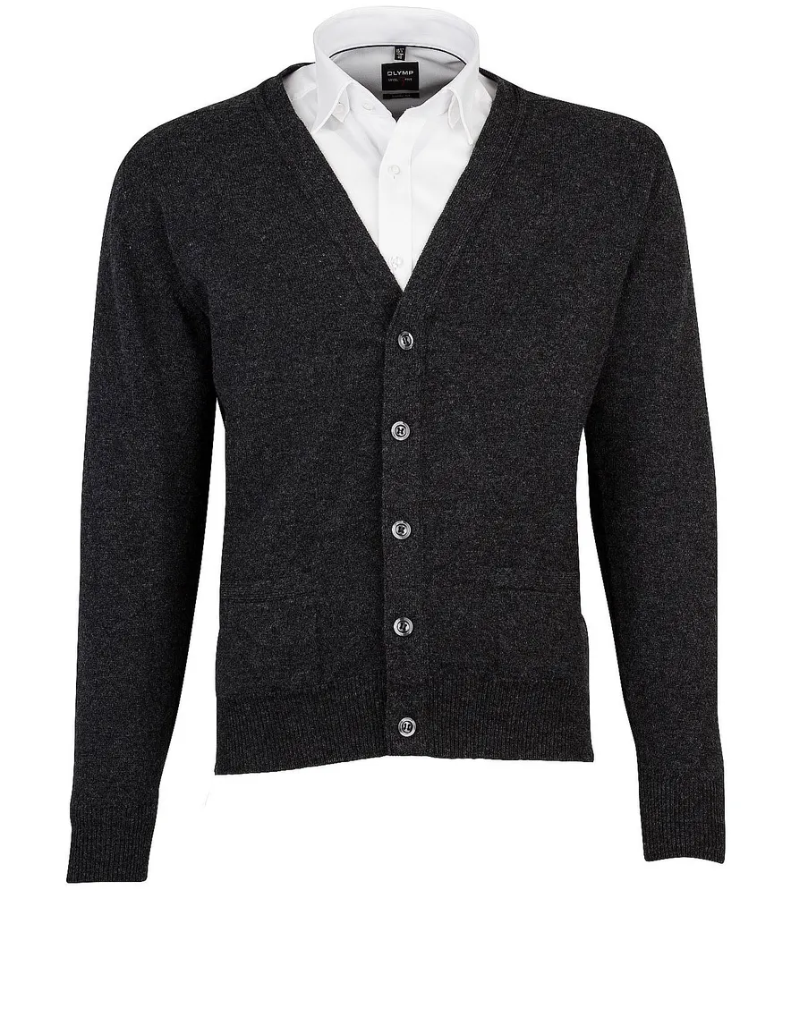 William Lockie vest grijs knopen effen lamswol
