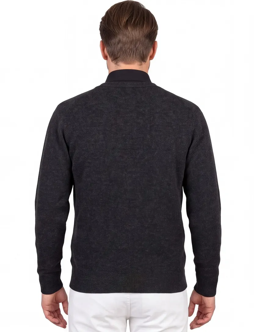 William Lockie vest grijs effen lamswol knopen