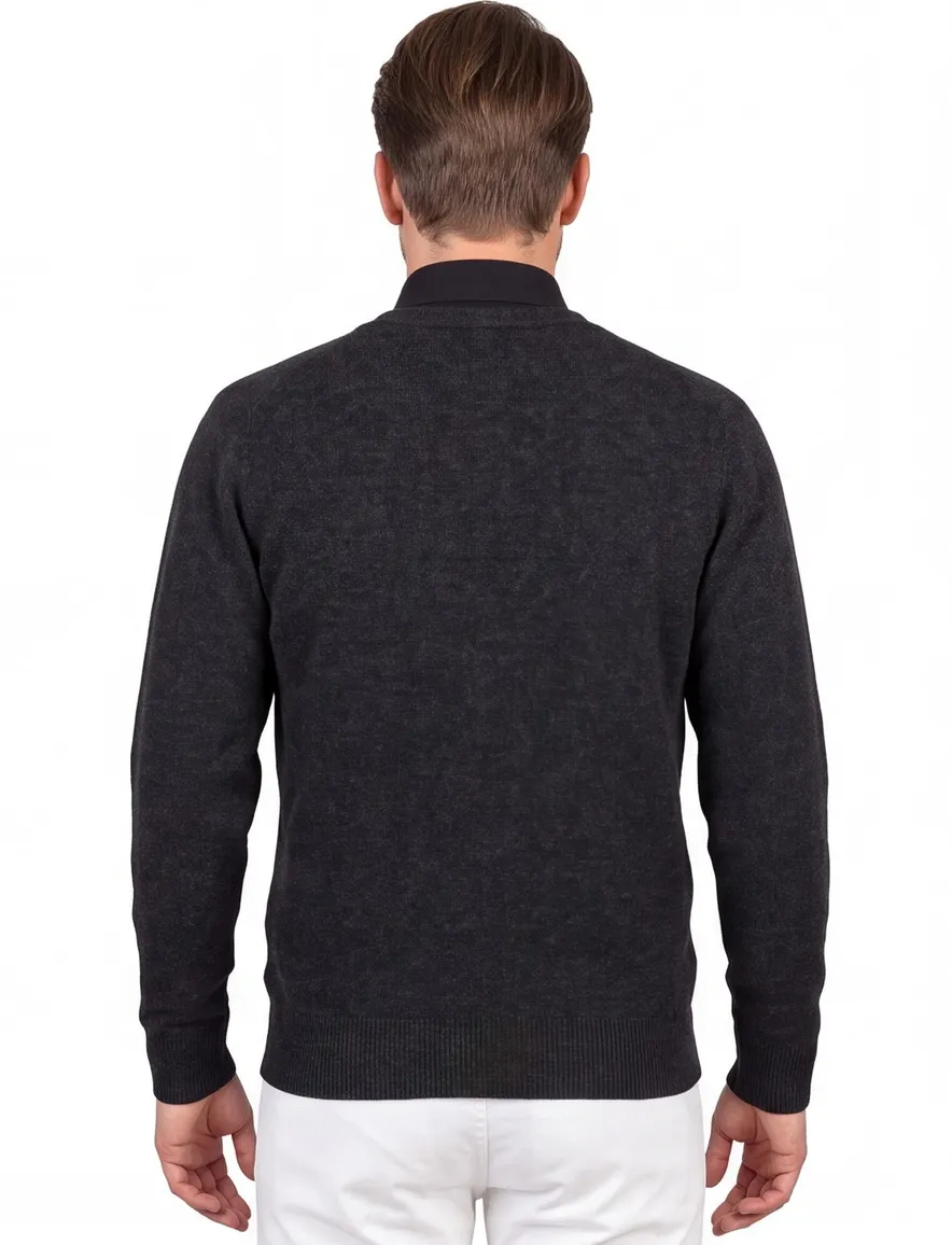 William Lockie vest grijs knopen effen lamswol