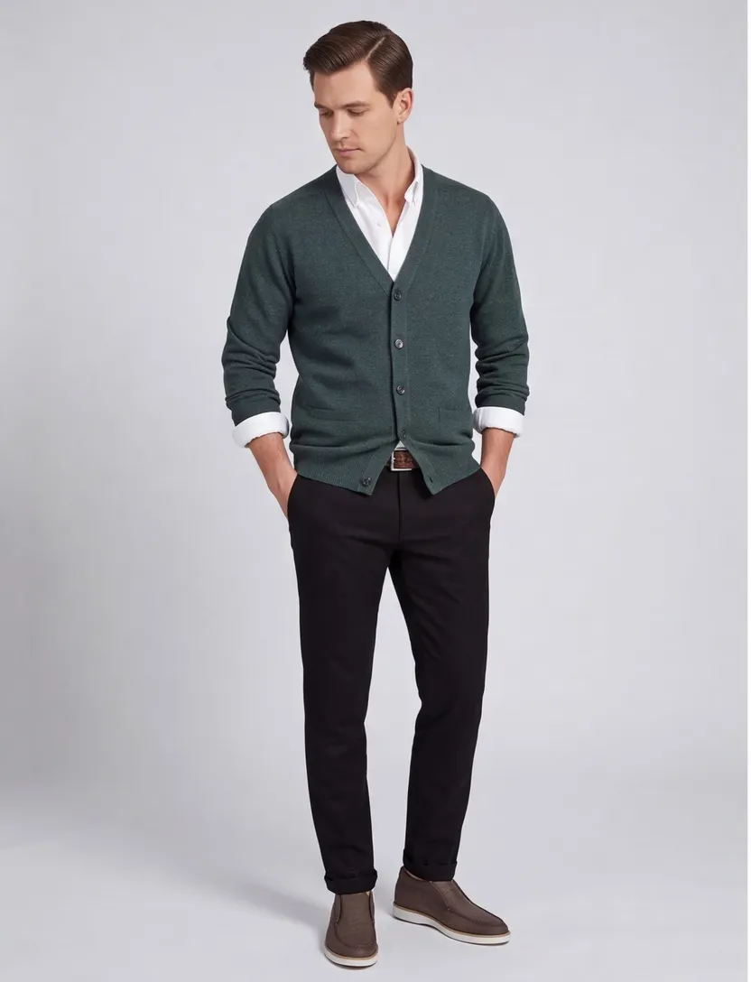 William Lockie vest groen melange lamswol