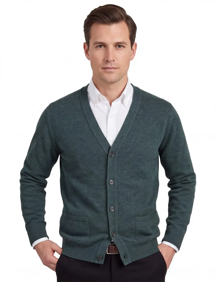 William Lockie vest groen melange lamswol