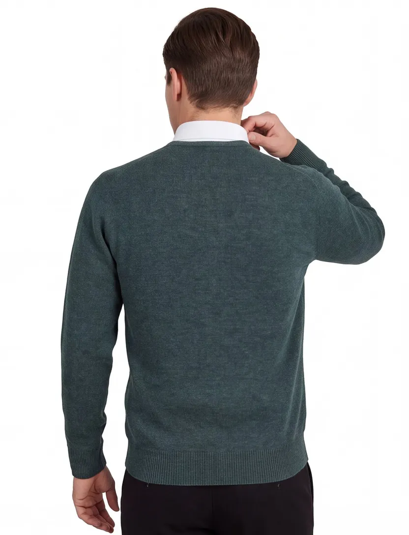 William Lockie vest groen melange lamswol