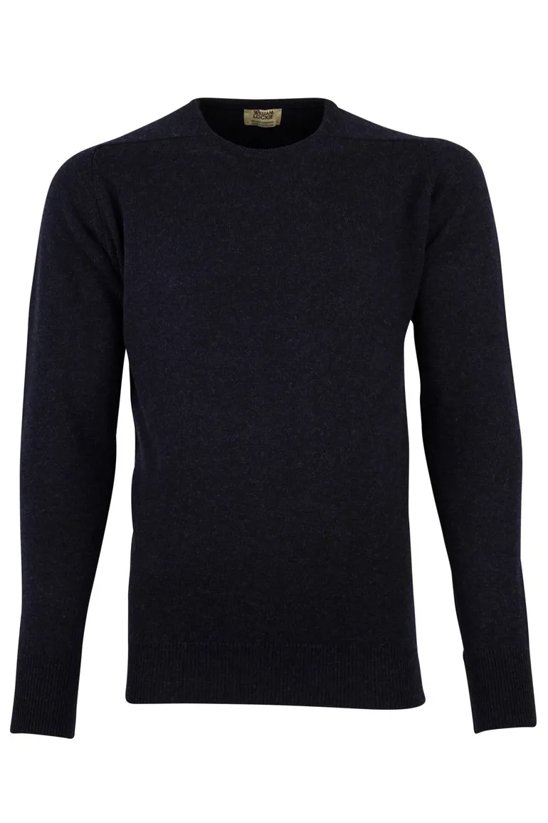 William Lockie lamswollen trui navy melange