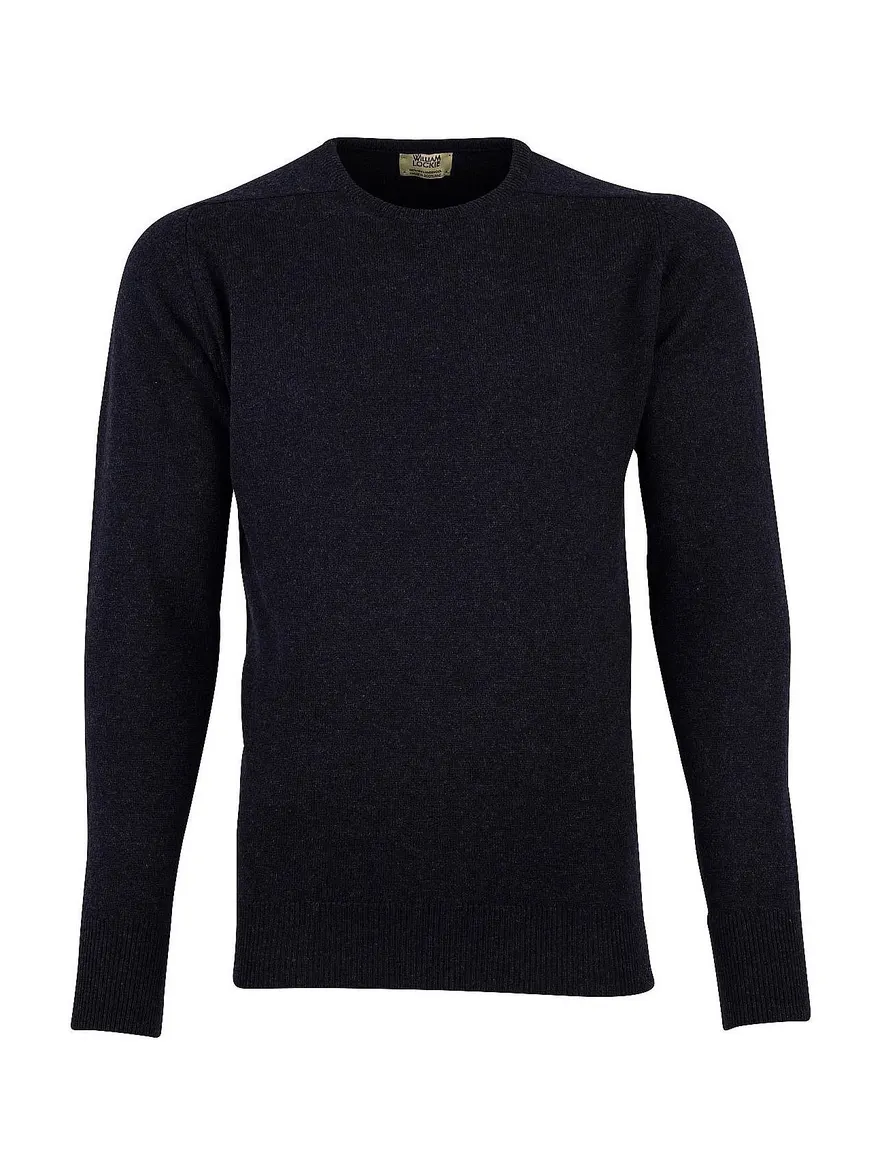William Lockie lamswollen trui navy melange