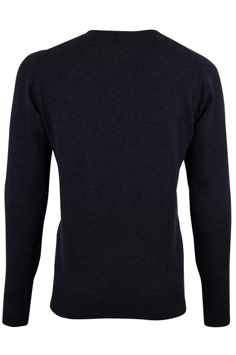 William Lockie lamswollen trui navy melange