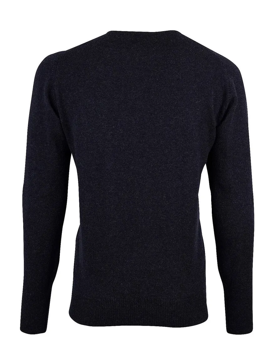 William Lockie lamswollen trui navy melange