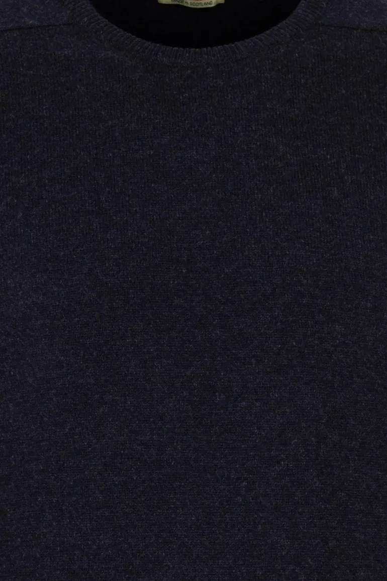 William Lockie lamswollen trui navy melange