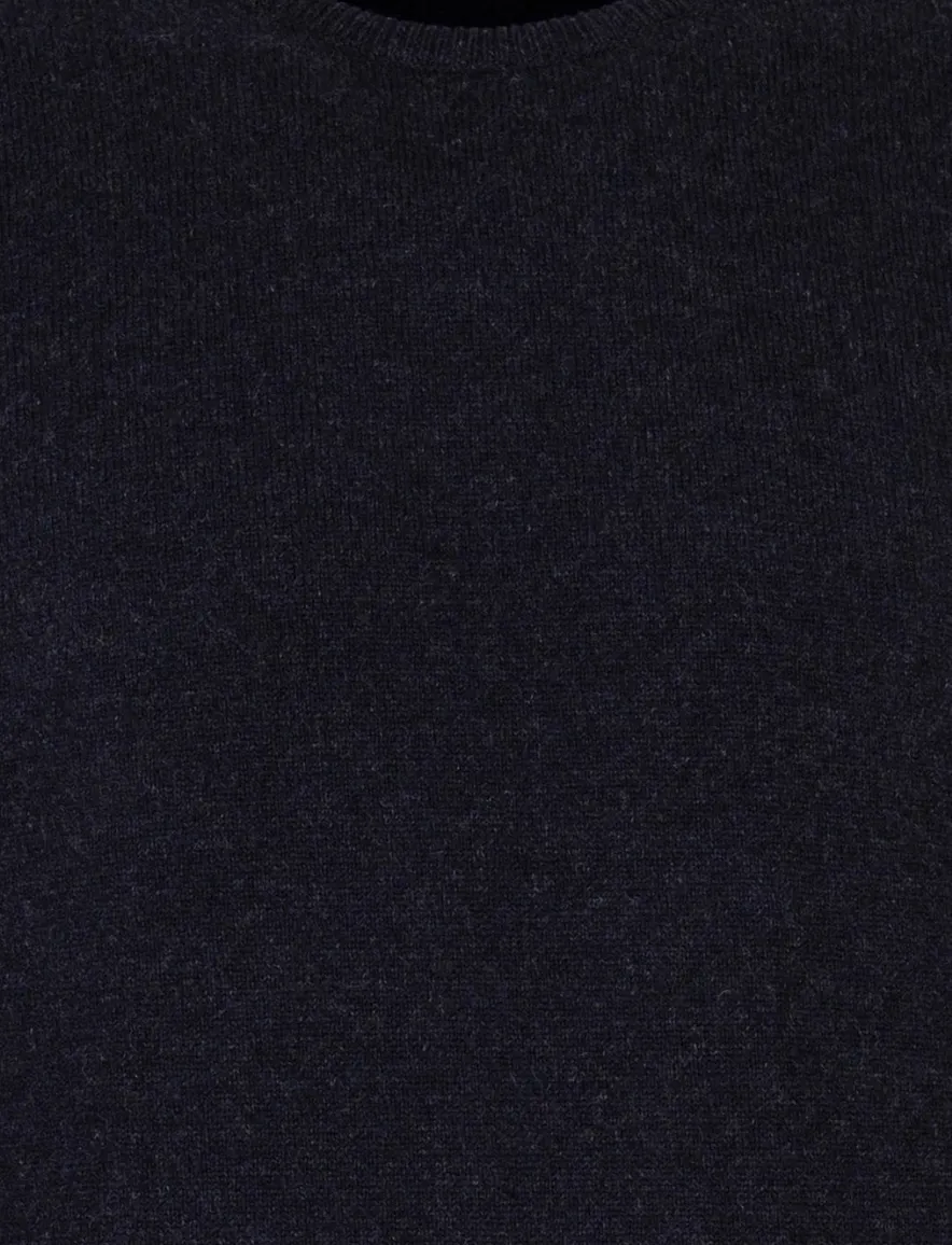 William Lockie lamswollen trui navy melange