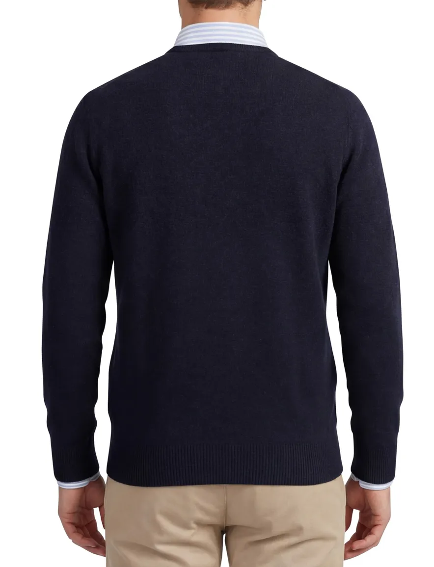 William Lockie lamswollen trui navy melange