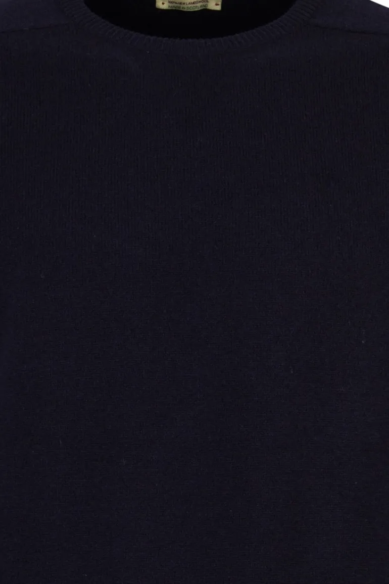 William Lockie lamswollen trui navy ronde hals