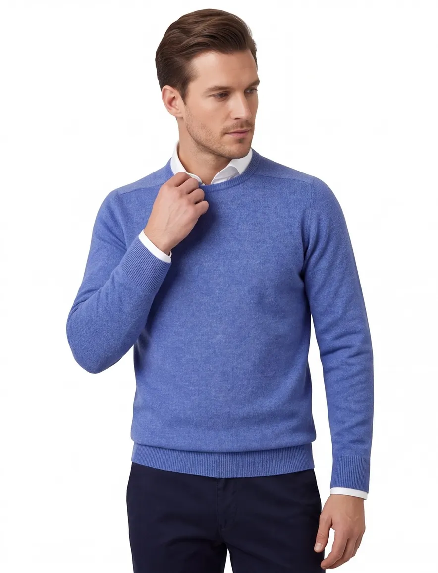 William Lockie trui ronde hals blauw