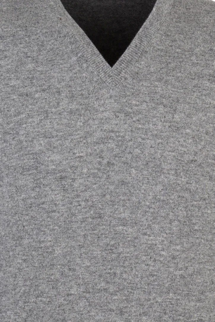 William Lockie trui v-hals grijs cashmere