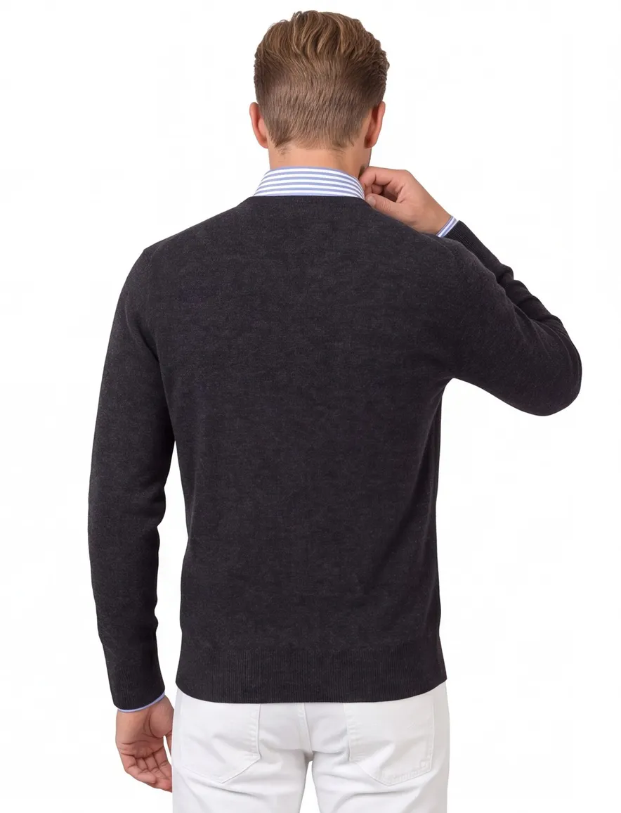 William Lockie trui antraciet v-hals cashmere