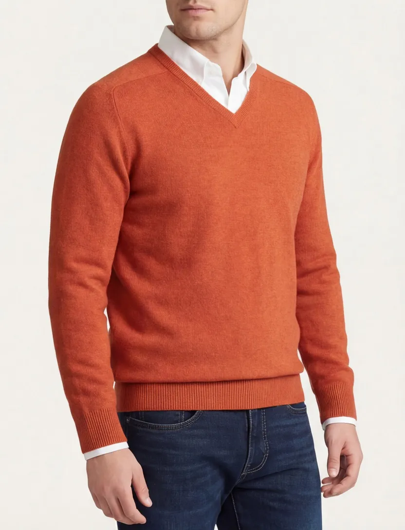 Trui v-hals oranje William Lockie