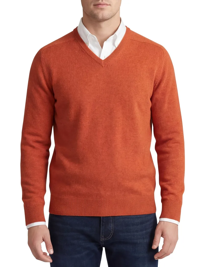 Trui v-hals oranje William Lockie