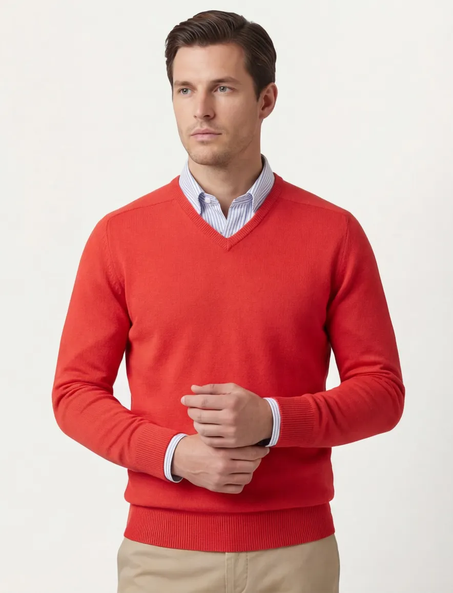 Lamswollen trui rood William Lockie