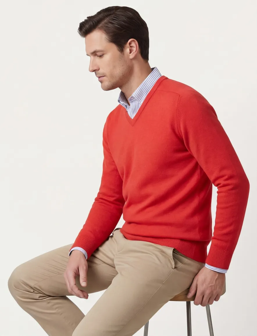 Lamswollen trui rood William Lockie