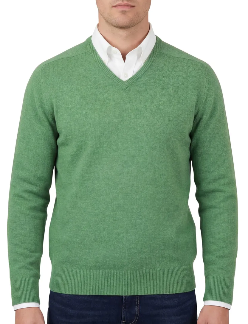 Trui William Lockie groen lamswol v-hals