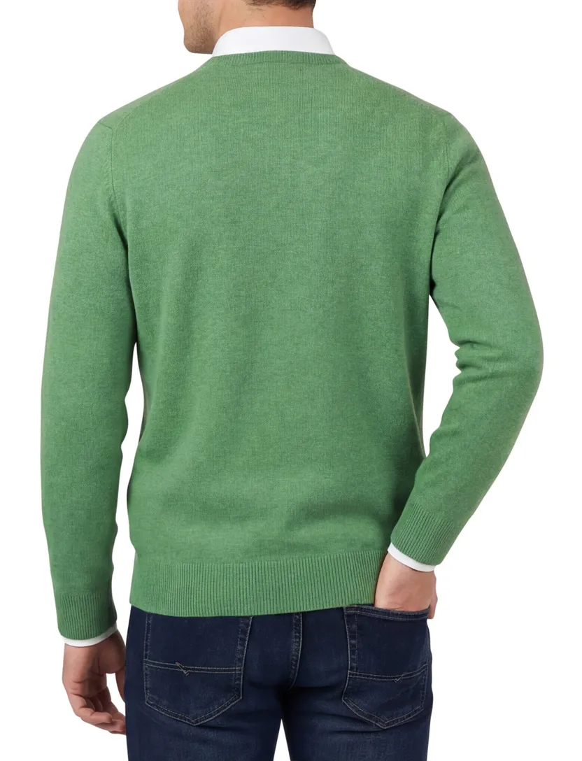 Trui William Lockie groen lamswol v-hals