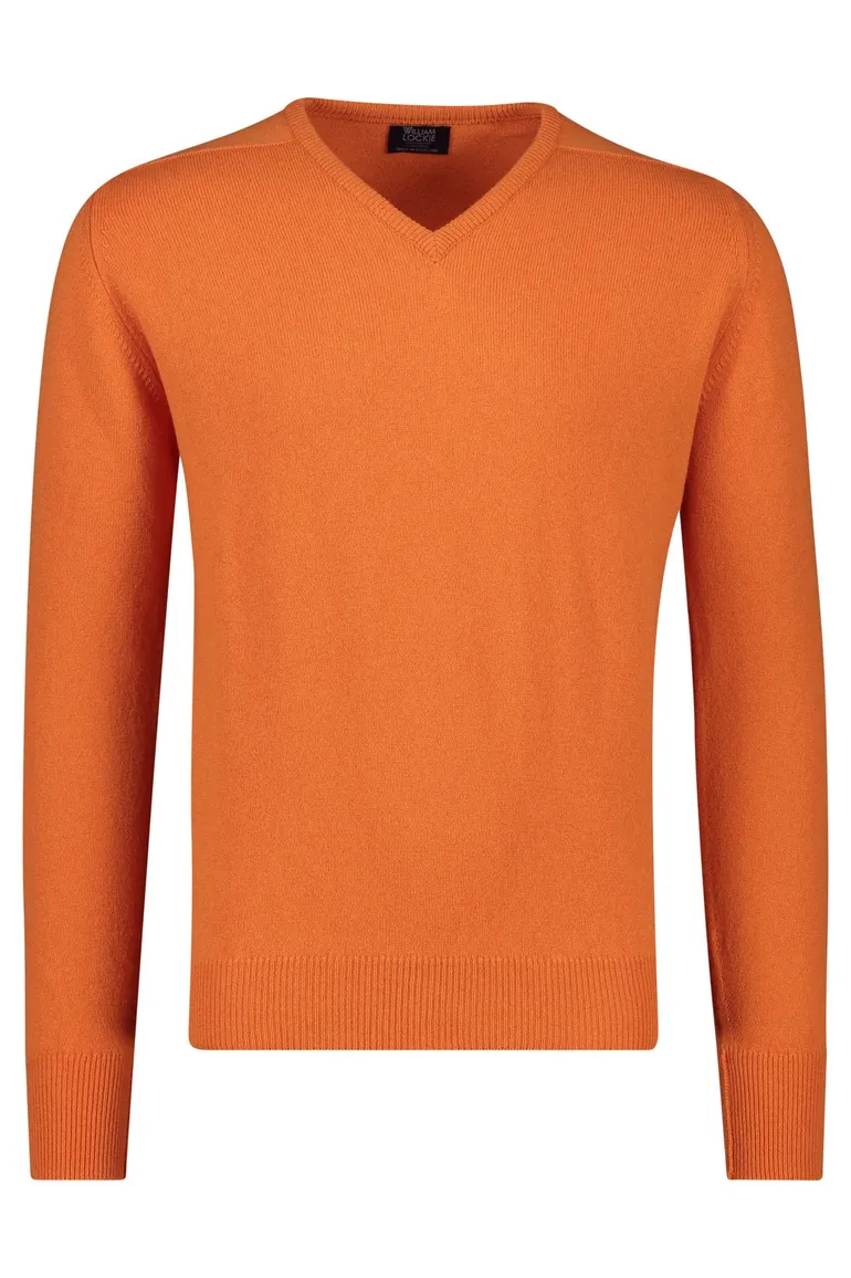 William Lockie trui oranje v-hals wol