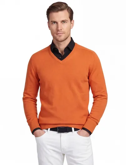 William Lockie Pullover William Lockie oranje v-hals