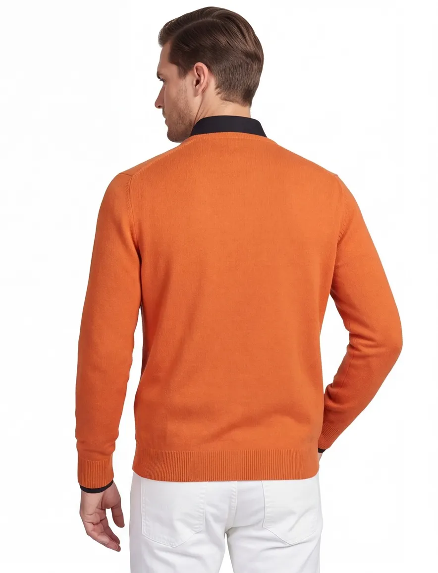 William Lockie trui oranje v-hals wol