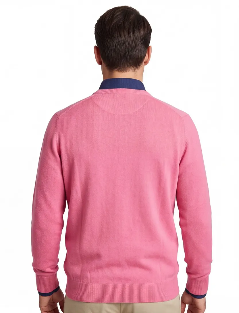 Trui William Lockie ronde hals roze lamswol wijde fit