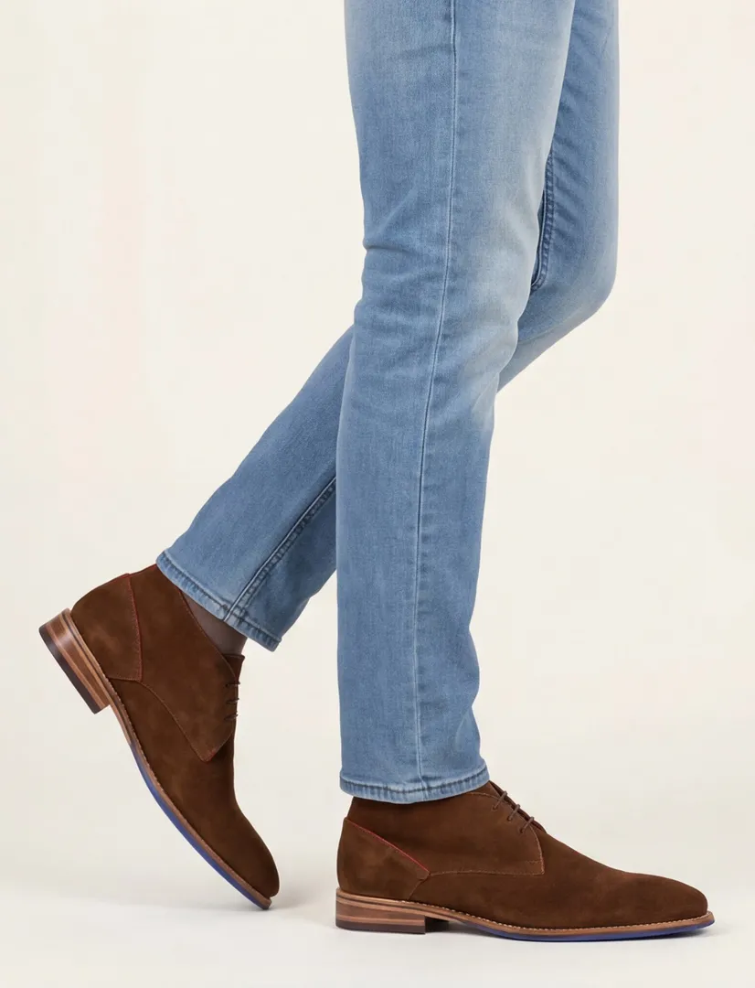 Floris van Bommel nette veterschoenen suede bruin | Spierings