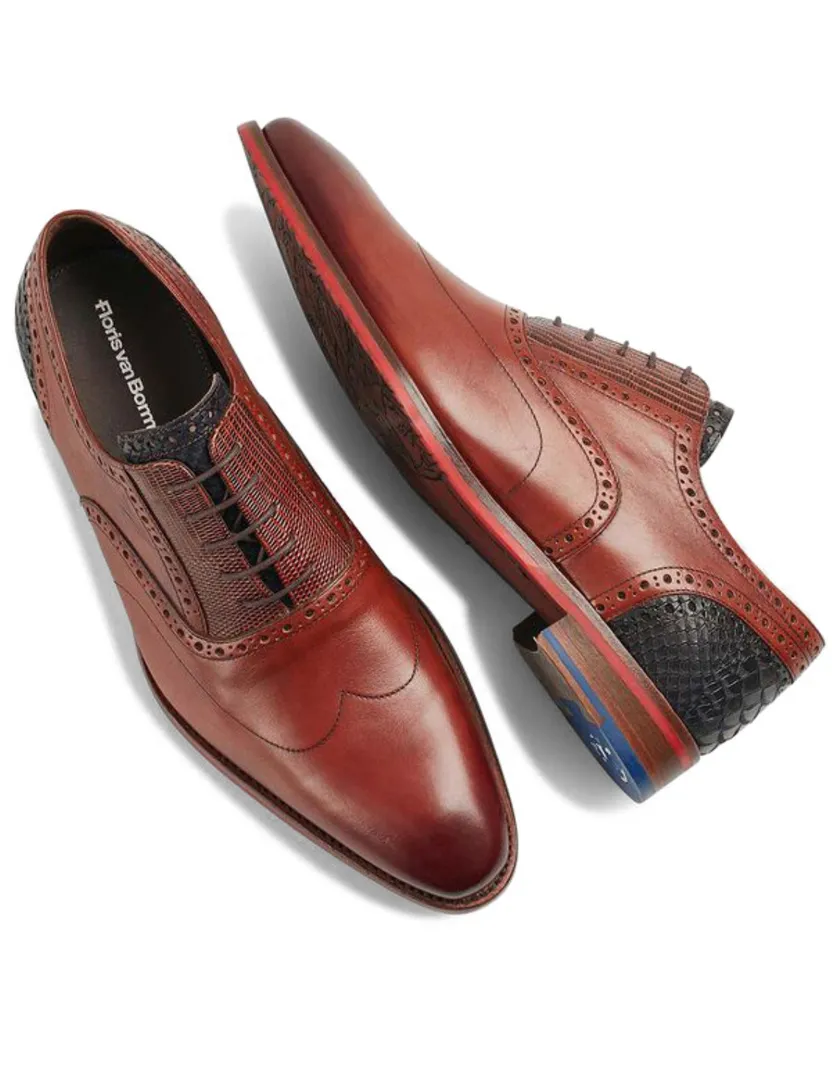 Floris van Bommel veterschoenen reliëf bruin