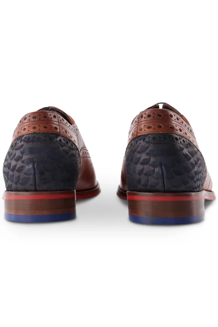 Floris van Bommel veterschoenen reliëf bruin