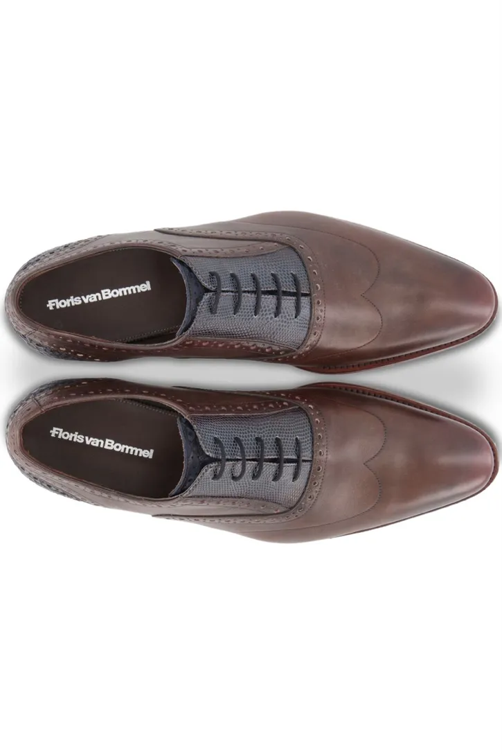 Donkerbruine Floris van Bommel veterschoenen leer