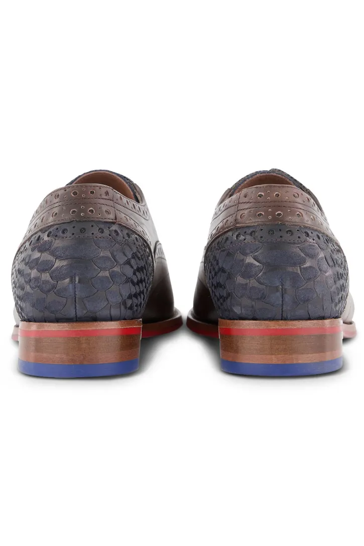 Donkerbruine Floris van Bommel veterschoenen leer