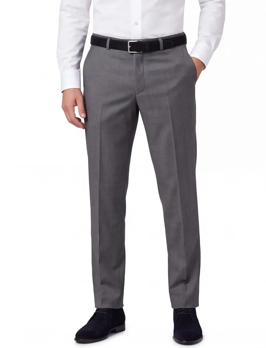 M.E.N.S broek grijs flatfront wol Madrid