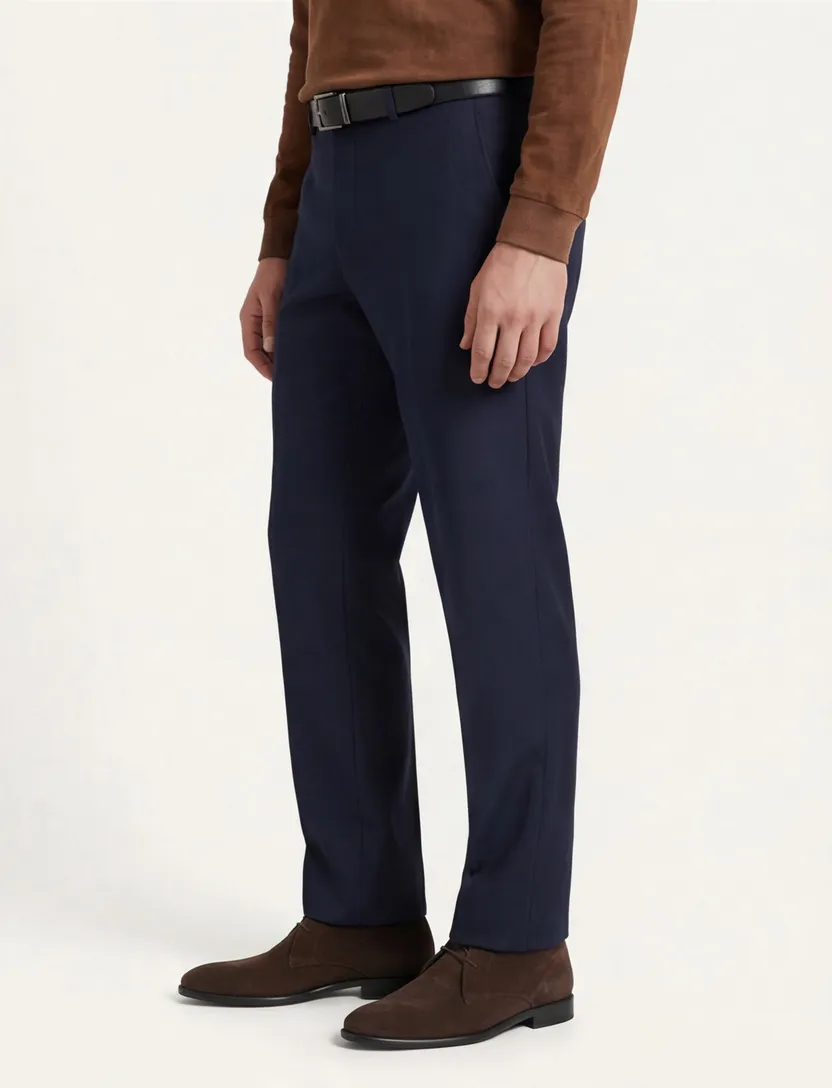 M.E.N.S. pantalon Madrid wol normale fit donkerblauw