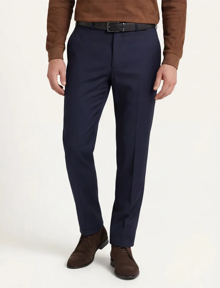 M.E.N.S. pantalon Madrid wol normale fit donkerblauw