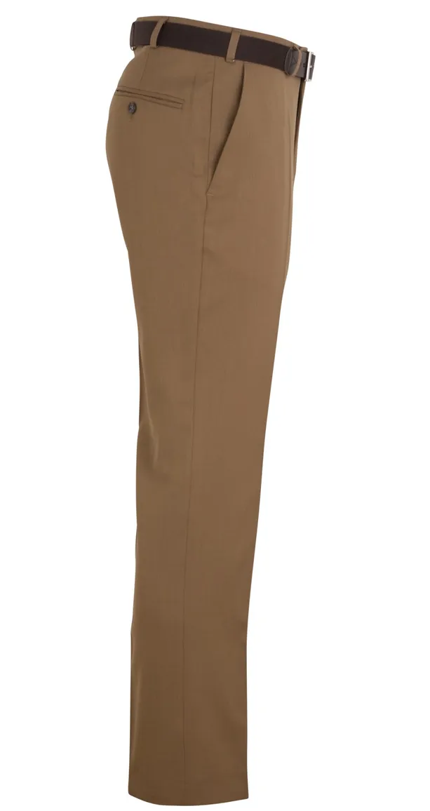 M.e.n.s. broek flatfront bruin stretch met riem