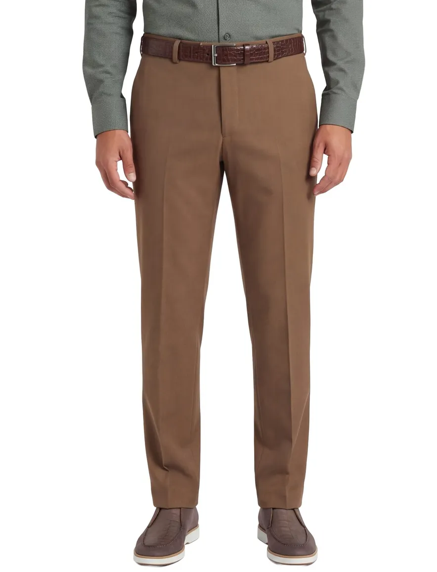 M.e.n.s. broek flatfront bruin stretch met riem