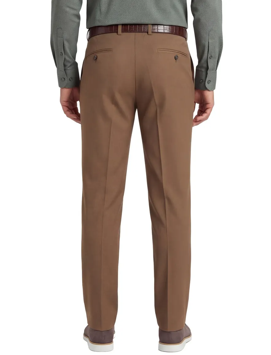 M.e.n.s. broek flatfront bruin stretch met riem
