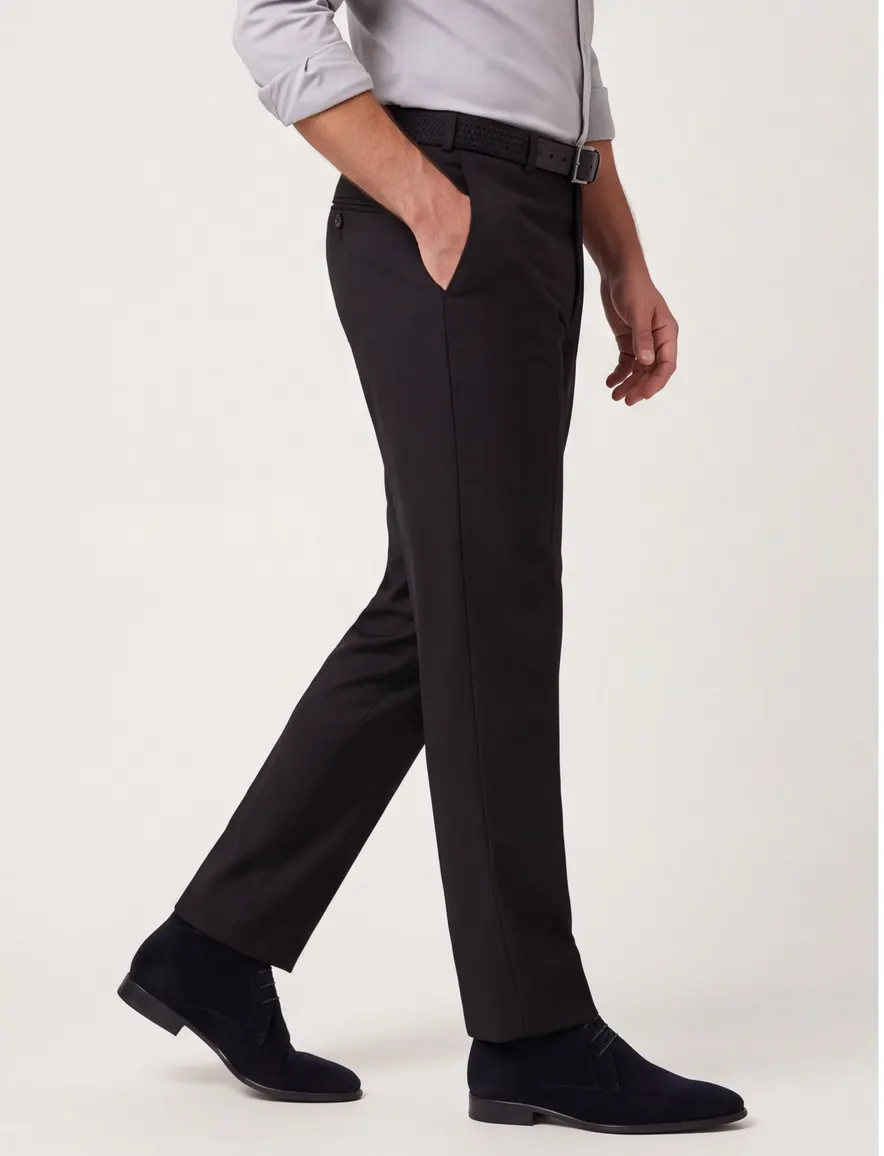 M.E.N.S. broek flatfront zwart Madrid wol