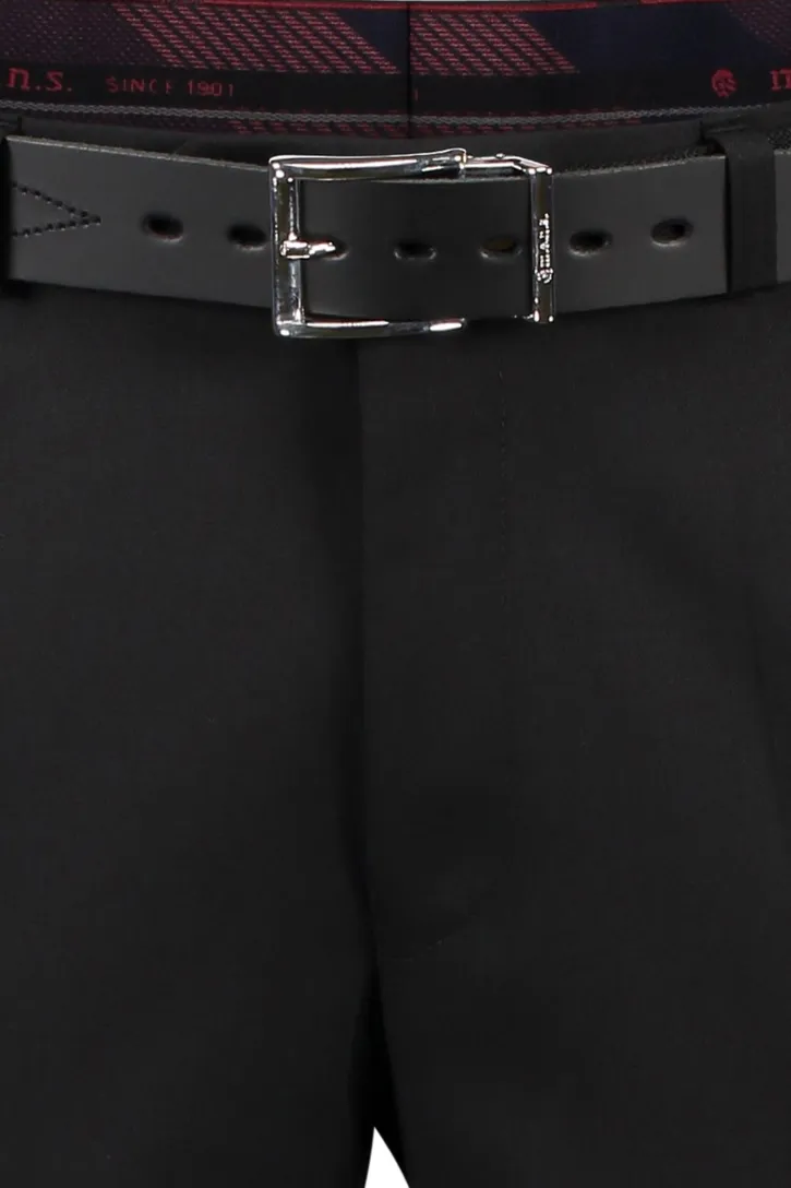 M.E.N.S. broek flatfront zwart Madrid wol